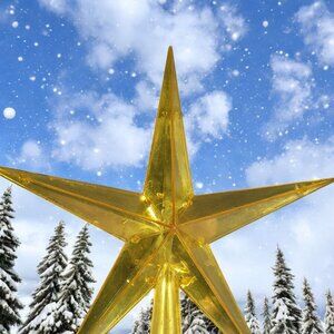 Vintage Bradford Mid Century‎ Gold Plastic Star Christmas Tree Topper 6 3/4"